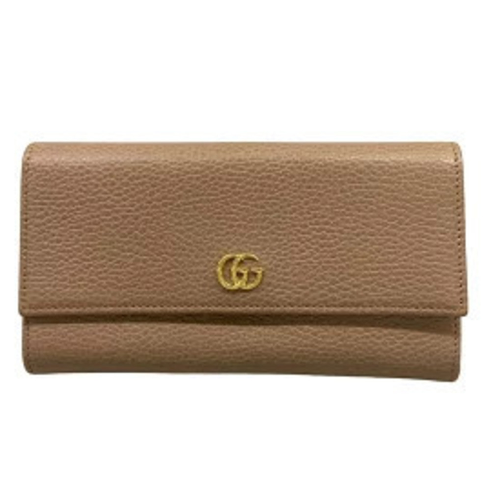 Gucci GG Marmont Double G Bicolor Continental Wallet Long Brown Leather